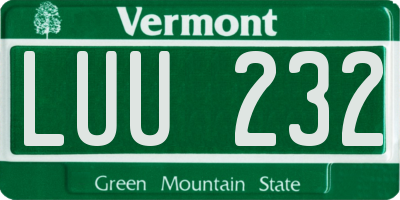VT license plate LUU232