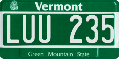 VT license plate LUU235