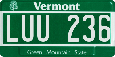VT license plate LUU236