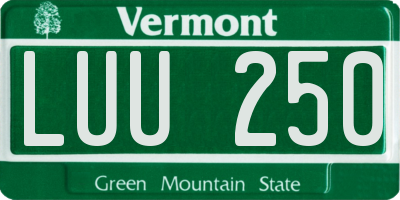 VT license plate LUU250