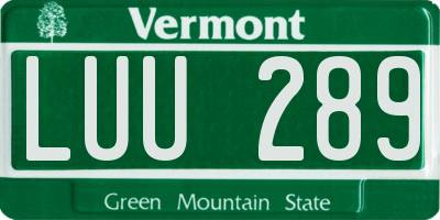VT license plate LUU289
