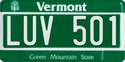 VT license plate LUV501