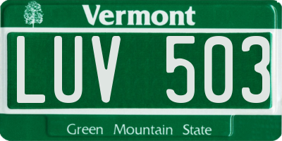 VT license plate LUV503