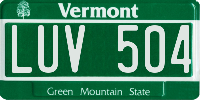 VT license plate LUV504