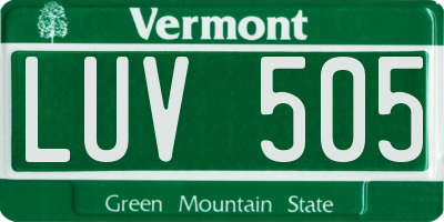 VT license plate LUV505