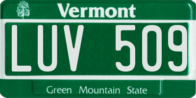 VT license plate LUV509