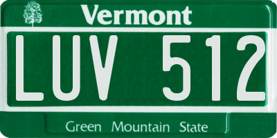 VT license plate LUV512