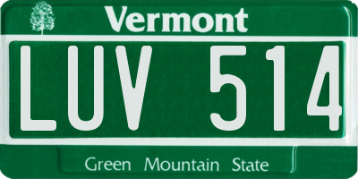 VT license plate LUV514