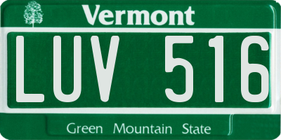 VT license plate LUV516