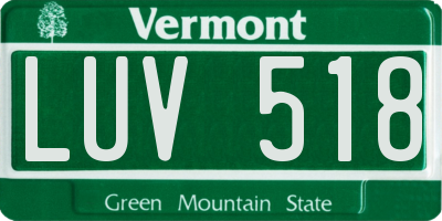 VT license plate LUV518