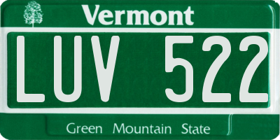 VT license plate LUV522