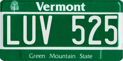 VT license plate LUV525