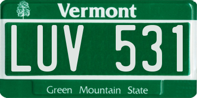 VT license plate LUV531