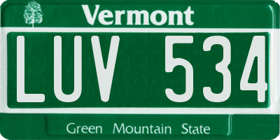 VT license plate LUV534