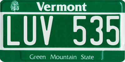VT license plate LUV535