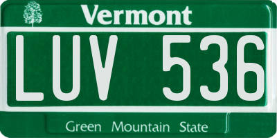 VT license plate LUV536