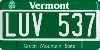 VT license plate LUV537