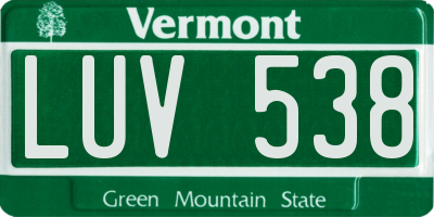 VT license plate LUV538