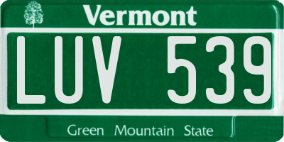 VT license plate LUV539
