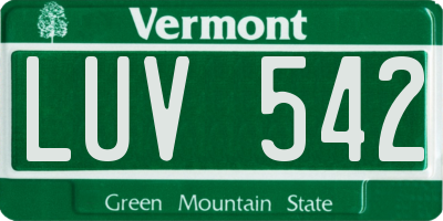 VT license plate LUV542