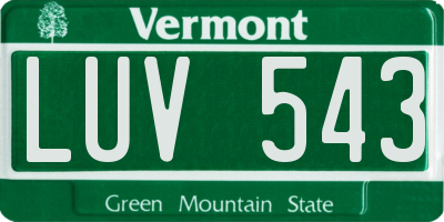 VT license plate LUV543