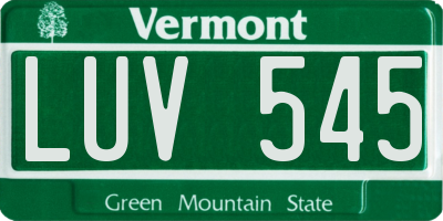 VT license plate LUV545