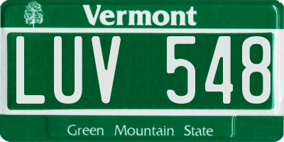 VT license plate LUV548
