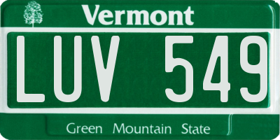VT license plate LUV549