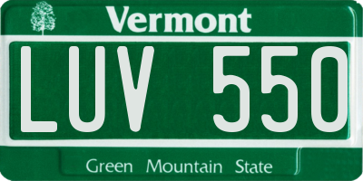 VT license plate LUV550
