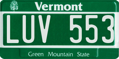 VT license plate LUV553