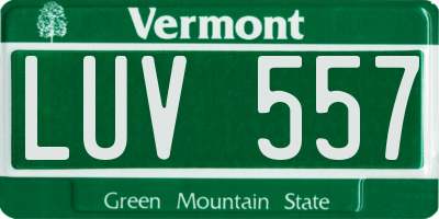 VT license plate LUV557