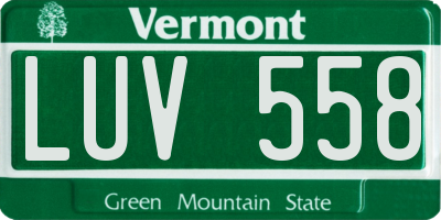 VT license plate LUV558