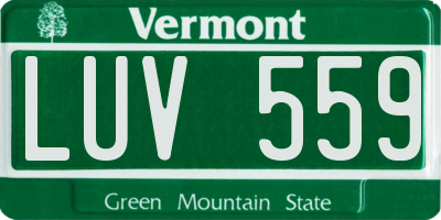 VT license plate LUV559