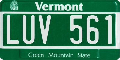 VT license plate LUV561