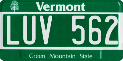 VT license plate LUV562