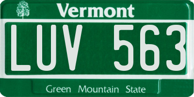 VT license plate LUV563