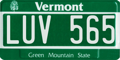 VT license plate LUV565