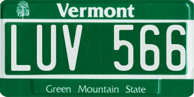 VT license plate LUV566