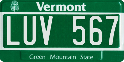 VT license plate LUV567