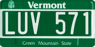 VT license plate LUV571