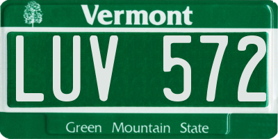 VT license plate LUV572