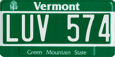 VT license plate LUV574