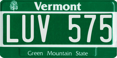 VT license plate LUV575
