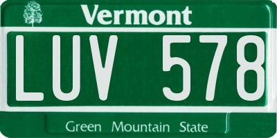 VT license plate LUV578