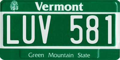 VT license plate LUV581