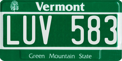 VT license plate LUV583