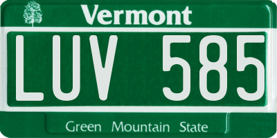 VT license plate LUV585