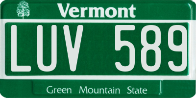 VT license plate LUV589