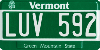 VT license plate LUV592