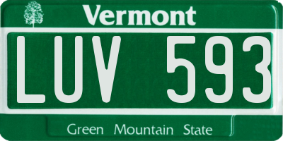 VT license plate LUV593